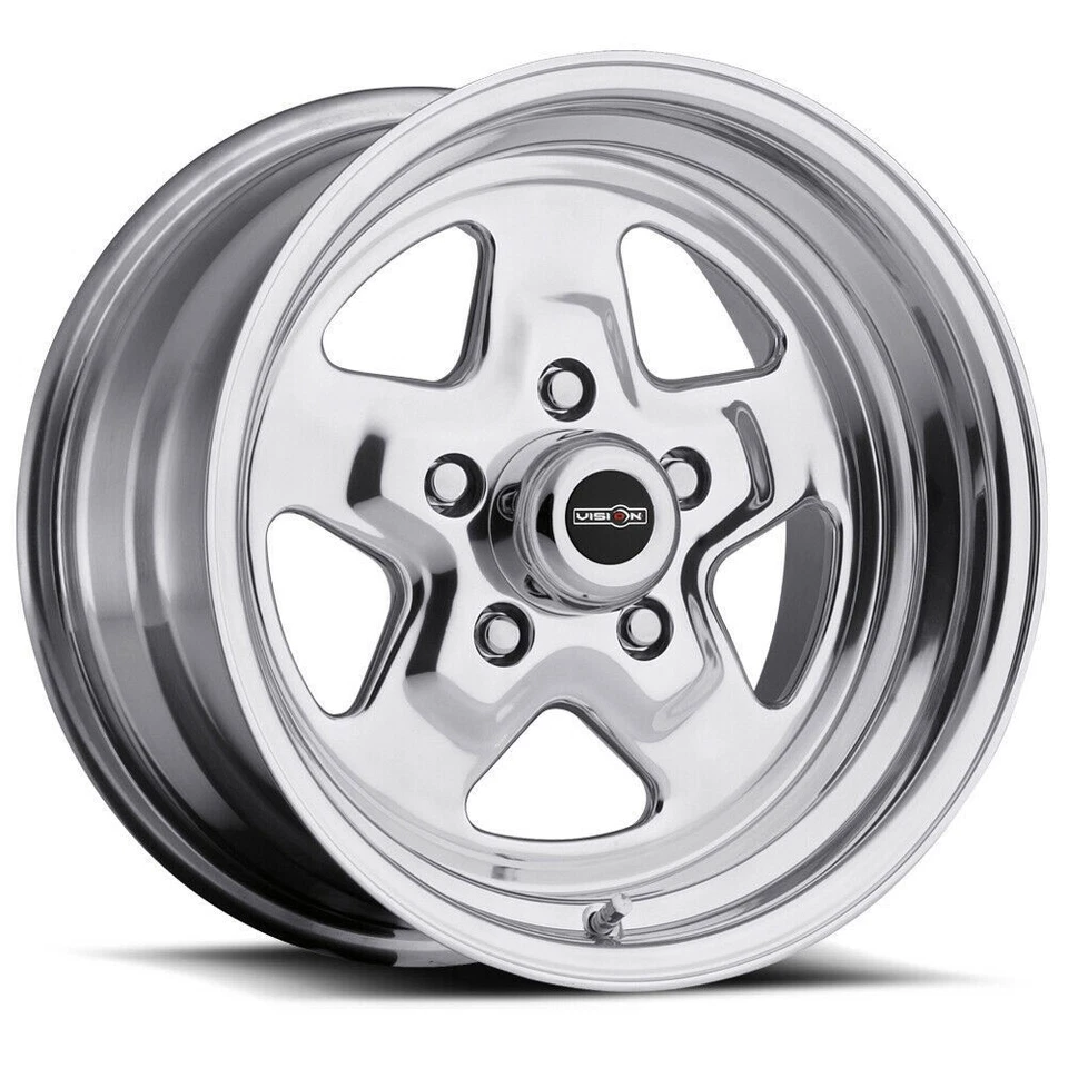 Set 4 15" Vision American Muscle 521H Nitro Polished Wheel 15x10 5x4.5 Rims 25mm - Imagem 2 de 4