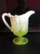 Davidson Primrose Pearline Vaseline Glass Creamer, 13 Cm, "William & Mary"