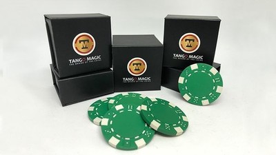 Expanded Shell Poker Chip grün plus 4 normale Chips von Tango Magic