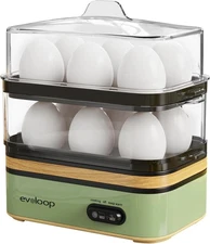 Evoloop Rapid Egg Cooker Electric 12 Eggs Capacity, Soft, Medium, Hard Boiled, P