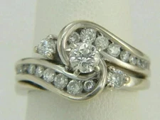 1CT Round Cut Lab-Created Diamond Cluster Engagement Ring 14K White Gold Plated
