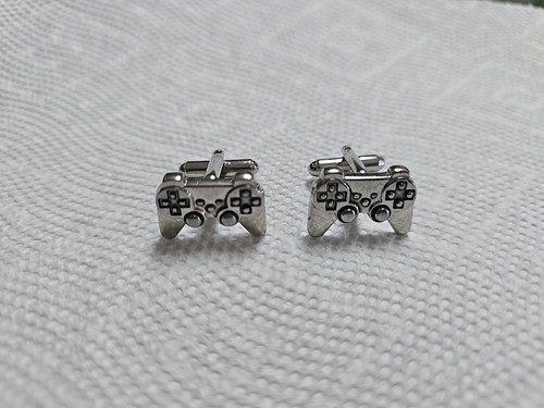 GAME CONTROLLER CUFFLINKS Playstation XBOX Video Gamer w GIFT BAG Silver Metal