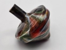Andy Davis Slag Glass Spinning Top with Base Jabo Cullet Whimsy Whirlygig 8B