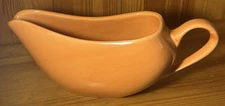Rustic Orange Ceramic Gravy Boat / Sauce Boat - Kitchen Serveware - 9” x 3” EUC