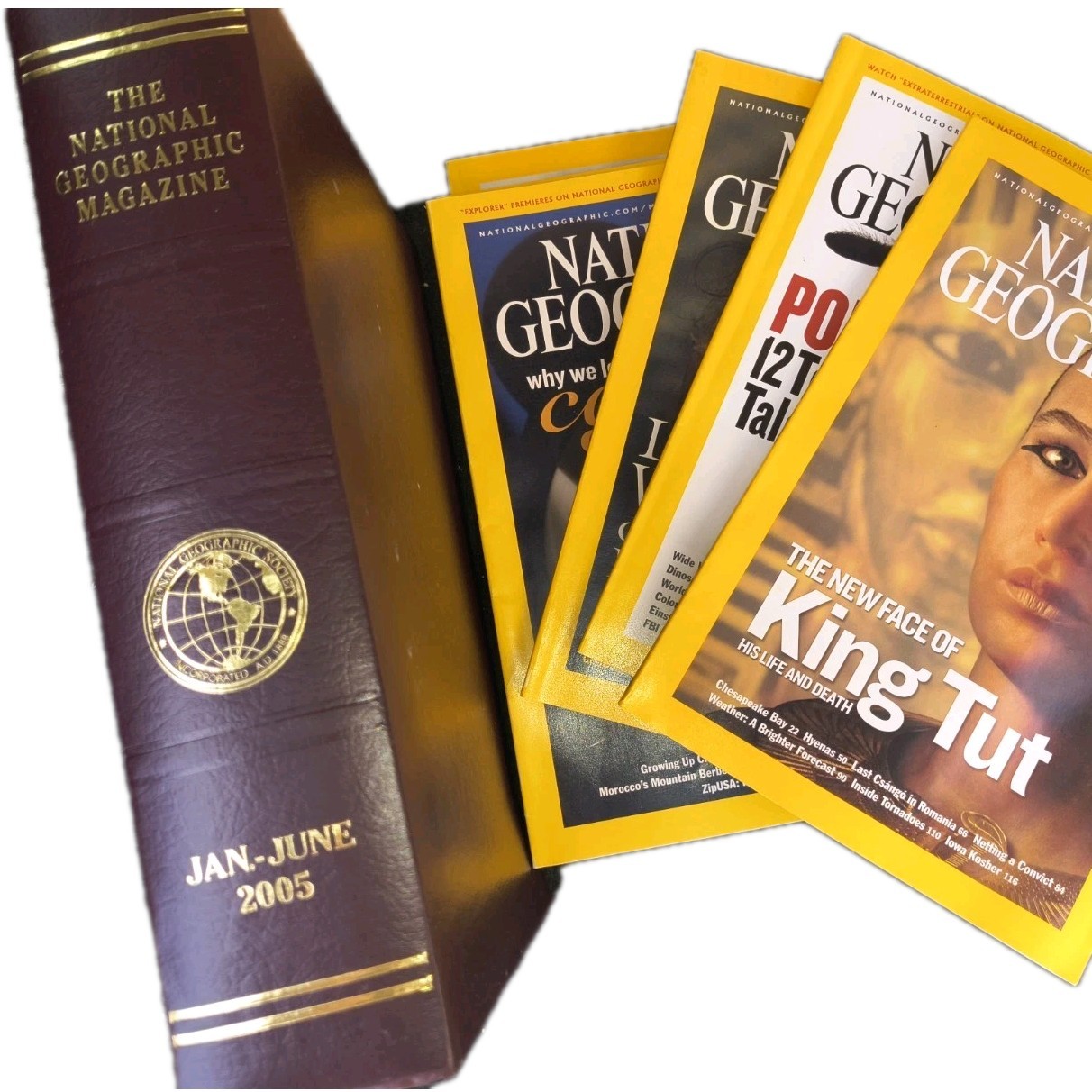 Lot 6 National Geographic Magazine Jan-Jun 2005 with Slip Cover Case Holder