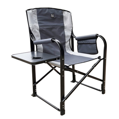Regiestuhl anthrazit/grau Stahlgestell Polyester klappbar mit Getränkehalter 120 kg