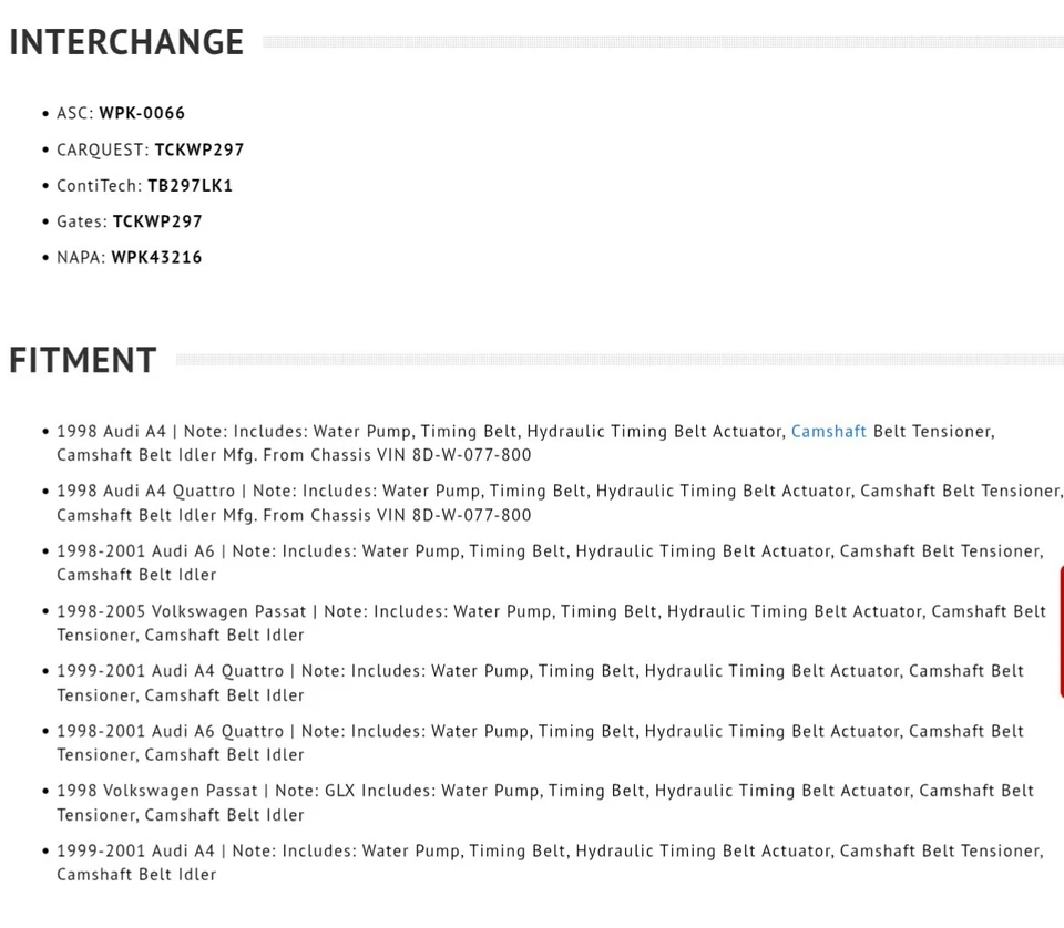 Correa de distribución, bomba de agua, tensor (Kit) - AUDI A4, A6 (1998-05) Dayco WP297K1A Foto 3 de 3