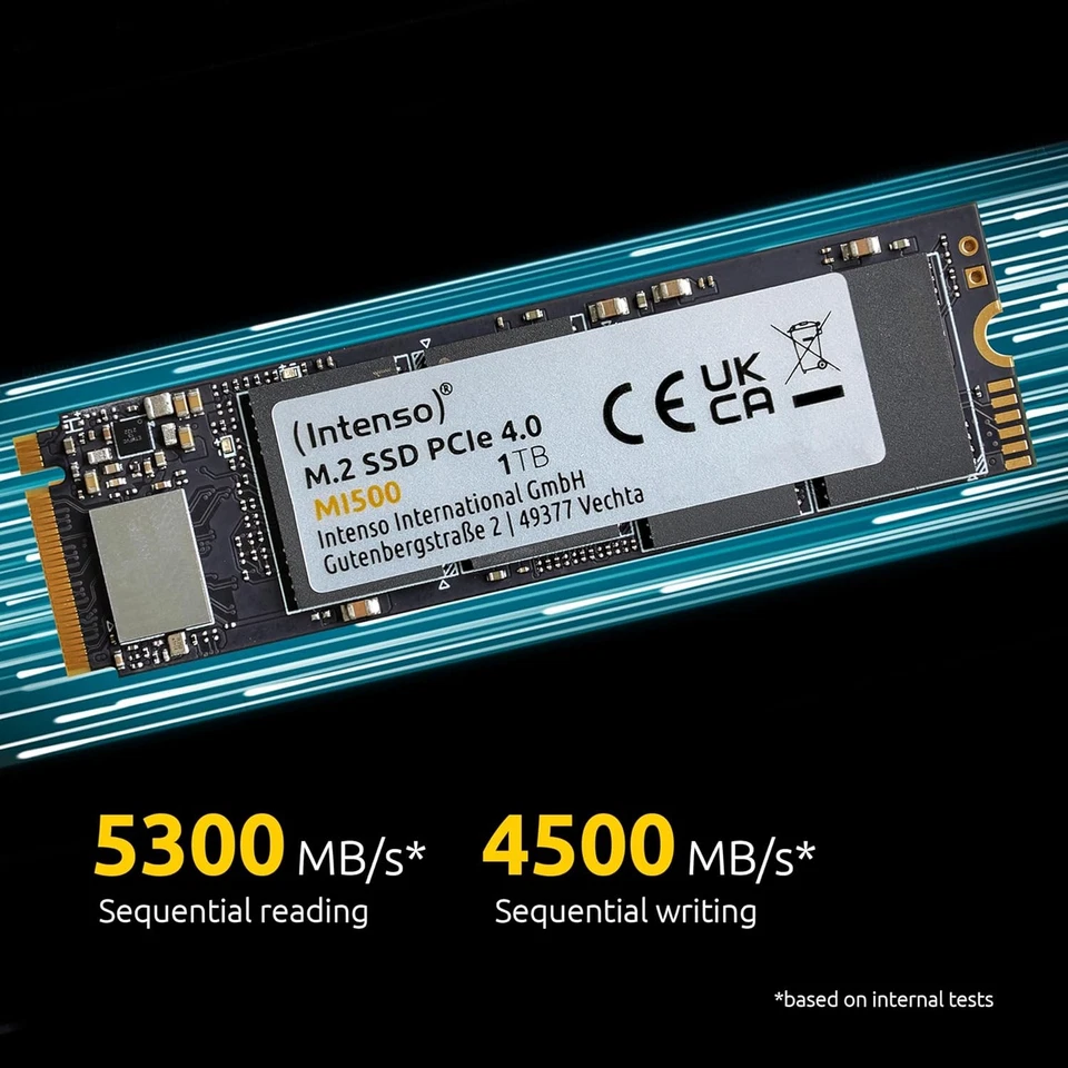 Intenso MI500 1TB NVMe SSD, M.2 Internal SSD, PCIe 4.0 Gen4x4, 5300MB/s Read, 45 - Image 4 of 4