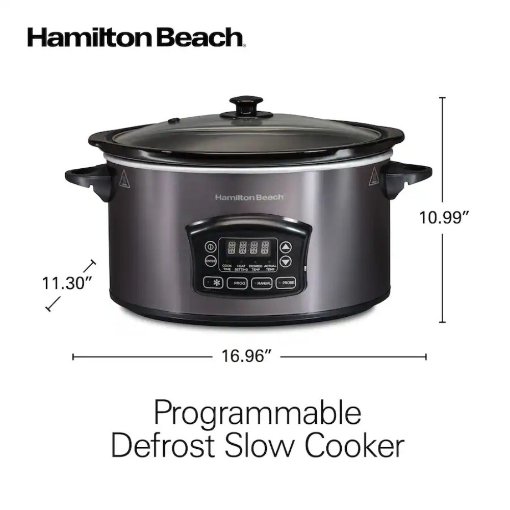 Hamilton Beach Programmable 6QT Slow Cooker with Probe Defrost - Stainless Steel
