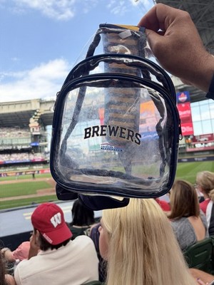 MLB Milwaukee Brewers Clear Crossbody Bag Sling Bag Backpack 2 Zip Pockets, New