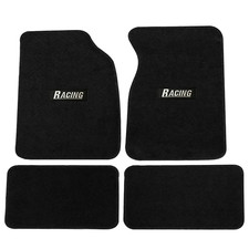 Fits 99-04 Ford Mustang Black Floor Mats Carpet Nylon Front Rear W White Racing Fits 99-04 Ford Mustang Black Floor Mats Carpet Nylon Front Rear W White Racing