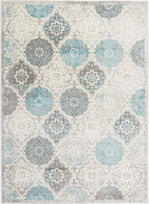 Boho Celeste Transitional Damask Area Rug, Grey/Blue, 7'9''X10'2''