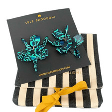 Lele Sadoughi Green Swirl Paper Lily Small Drop Earrings