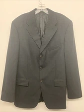 Ralph Ralph Lauren Blue Blazer Jacket Suit Coat Mens 41 Reg Black Pinstripe Wool