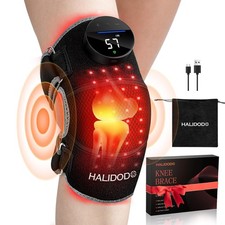 Red Light Therapy Knee Brace with Vibration Massage - Wireless Heated Device for
