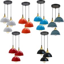 3 Head Dome Pendant Light Modern Ceiling Lamp Shade Hanging Home Lighting Kit UK