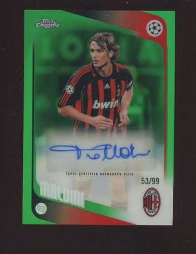 2025-26 Topps Chrome UCC Soccer Green Refractor Paolo Maldini AUTO 53/99