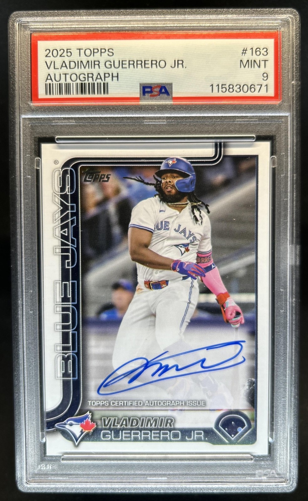 2025 Topps Vladimir Guerrero Jr. Real One Auto Autograph #163 Blue Jays PSA 9