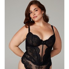 Savage X Fenty Haute Lace Bustier Corset Black Caviar Womens Small New Lingerie