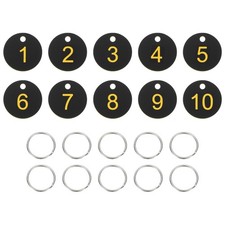10PCS Number Tags 1-10, Number Key Tags Plastic Numbered Tags, Black Yellow