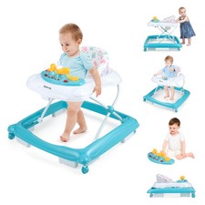 Foldable Baby Walker w/ 3 Adjustable Heights Comfy Padded Seat Music Tray