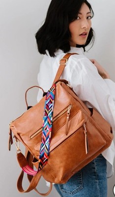NWOT Modern & Chic Women's Brielle Convertible Bag Camel Brown Boho Colorful