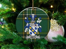 Smith Irish Family Crest Ceramic Christmas Ornament