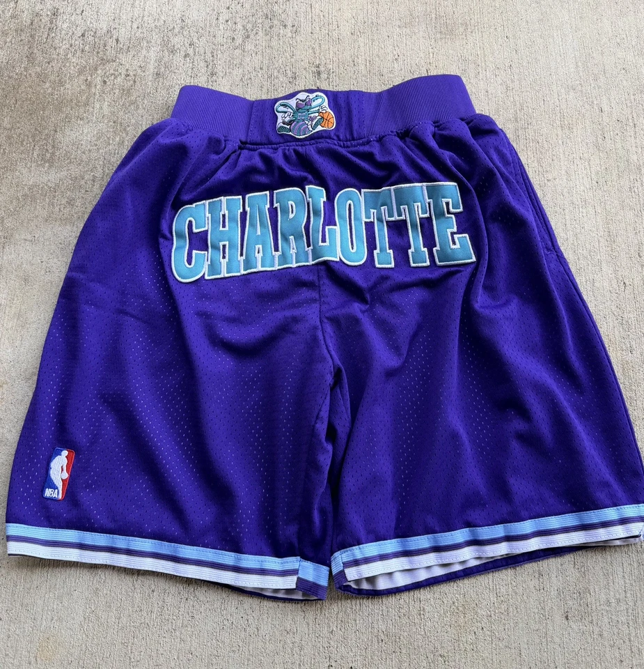 Pantalones Cortos Charlotte Hornets Just Don Para Hombre Grandes Púrpura NBA Baloncesto Hechos en EE. UU. Foto 2 de 4