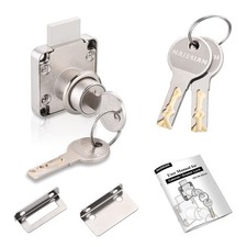 7/8 Inch Cabinet Desk Lock Drawer Latch 4 Keys Alike Nickel Office Hardware