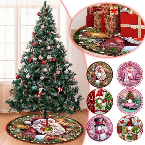Christmas Tree Skirt Christmas Decoration Tree Skirt Pink Snowman Christmas - Picture 1 of 24