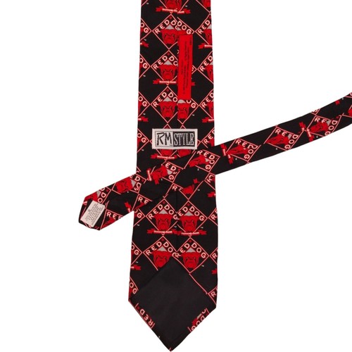 VTG RALPH MARLIN Mens Novelty Tie 3.65 RED DOG BEER 100 Silk Classic 90s Necktie - Picture 7 of 8