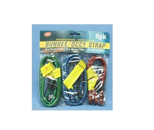 Pack Of 6 Bungee/Occy Cord Elasticated Rope Stretch Tie Down Strraps Assorted