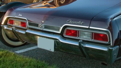 インパラ1967 Chevroletリアバンパーセット NEW Trim Parts Cursive Rear Trunk Emblem Badge / FOR 1967 CHEVY