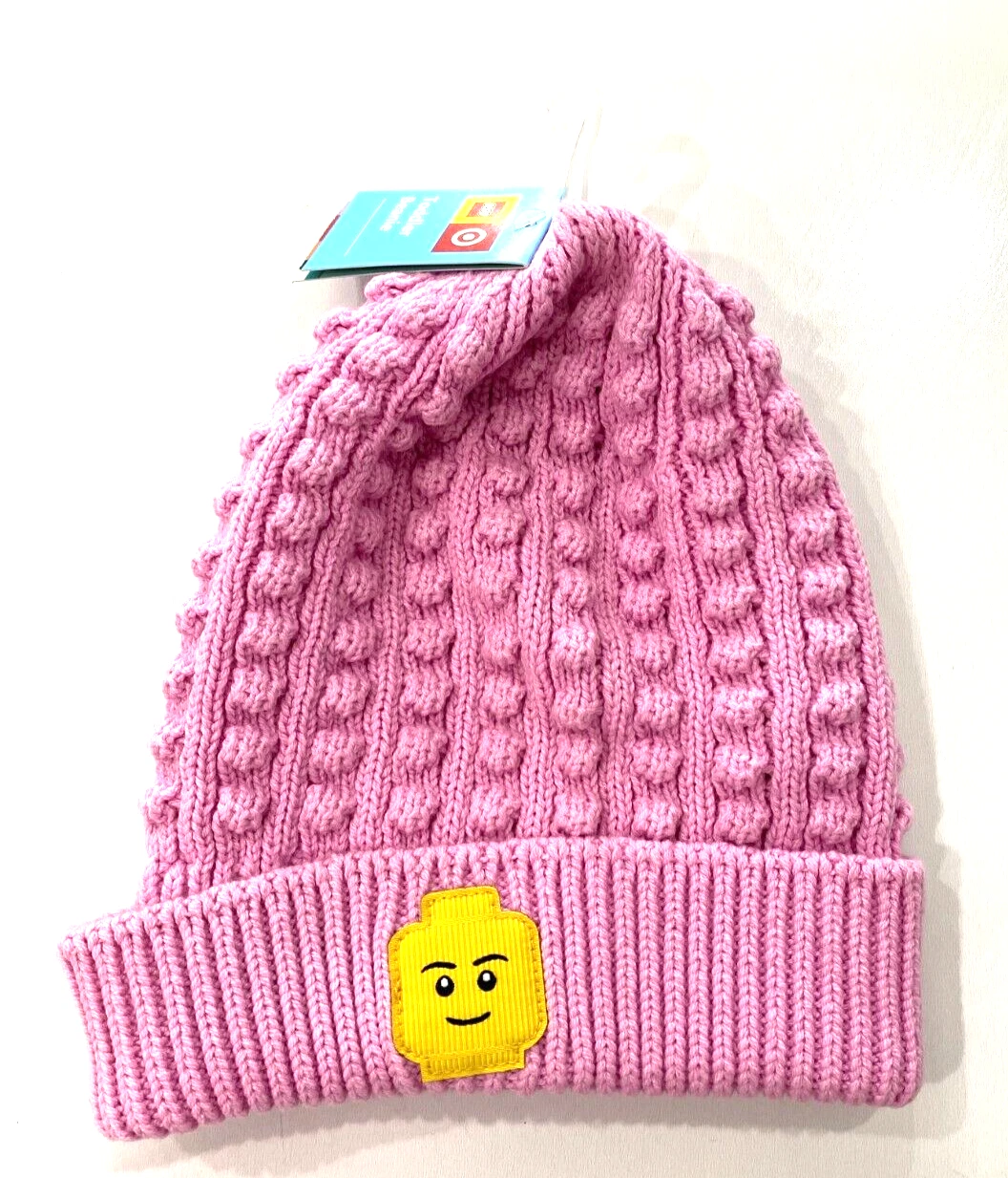 Lego x Target 2T-5T Toddler Pink Beanie Knit Hat Mini figure Patch NWT NEW