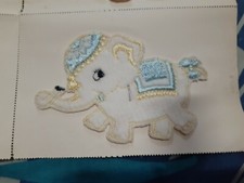 vintage elephant embroidered applique patch facing left