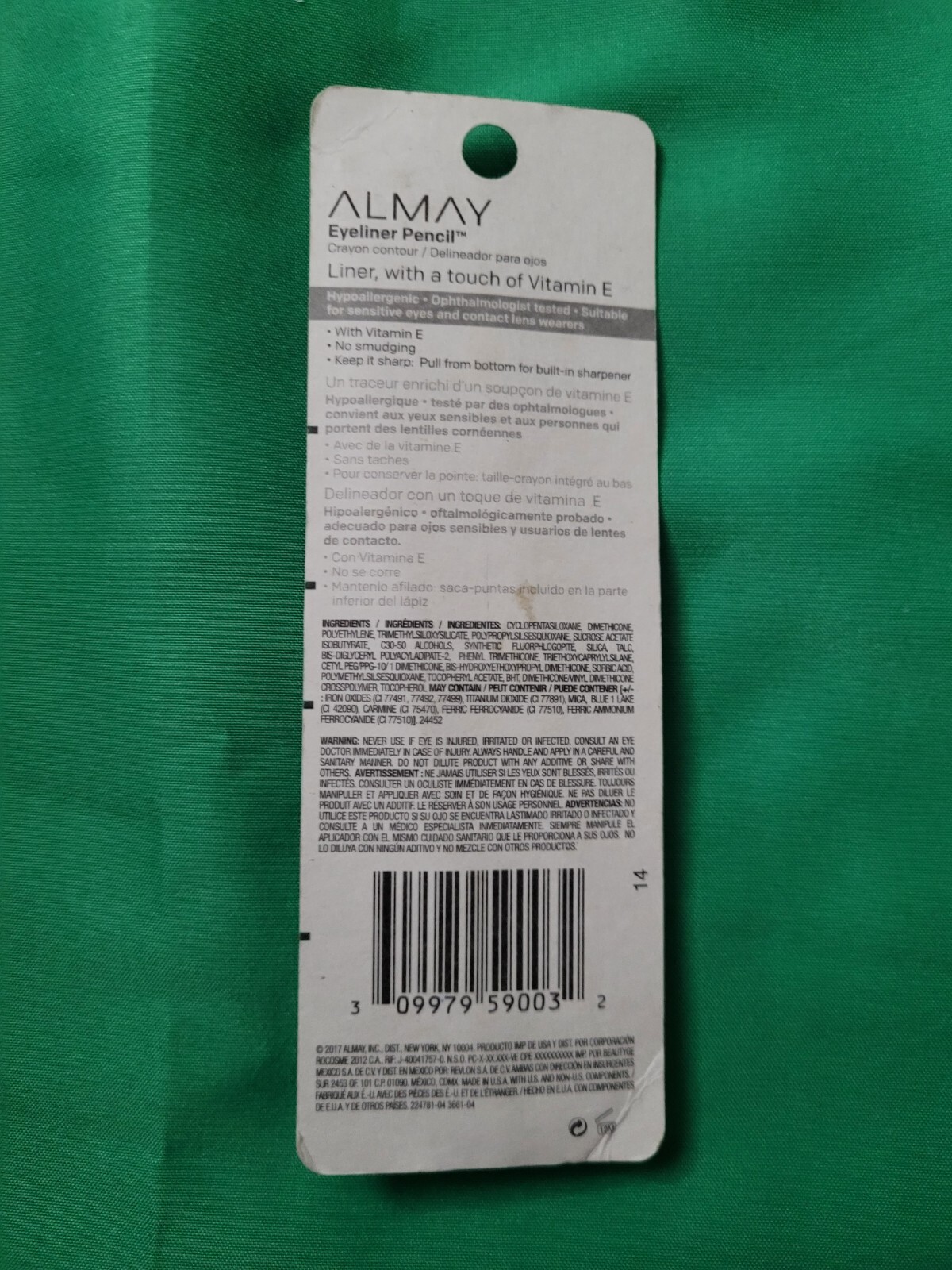 Almay Eyeliner Pencil Black Pearl 208 with Vitamin E 0.01 oz New Gift