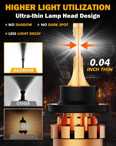 AUXBEAM H13 9008 LED Headlight Bulbs High Low Dual Beam 90W 20000LM CANBUS White - Picture 3 of 22