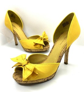 mustard satin heels