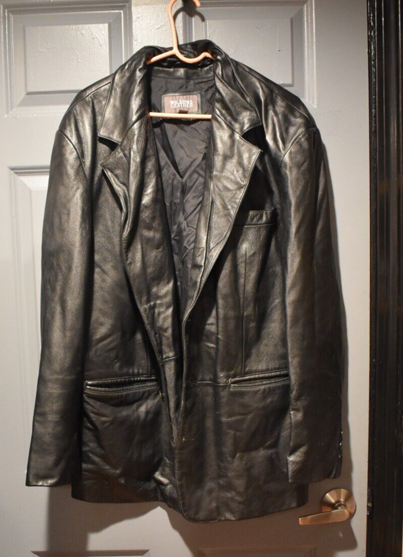 Black Wilsons Leather Special Leather Jacket Size XL Gem