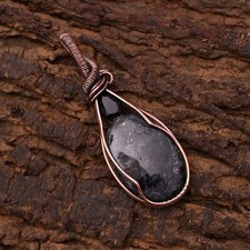 Mystischer Merlinit Edelstein Kupferdraht umwickelt handgefertigter Schmuck A...