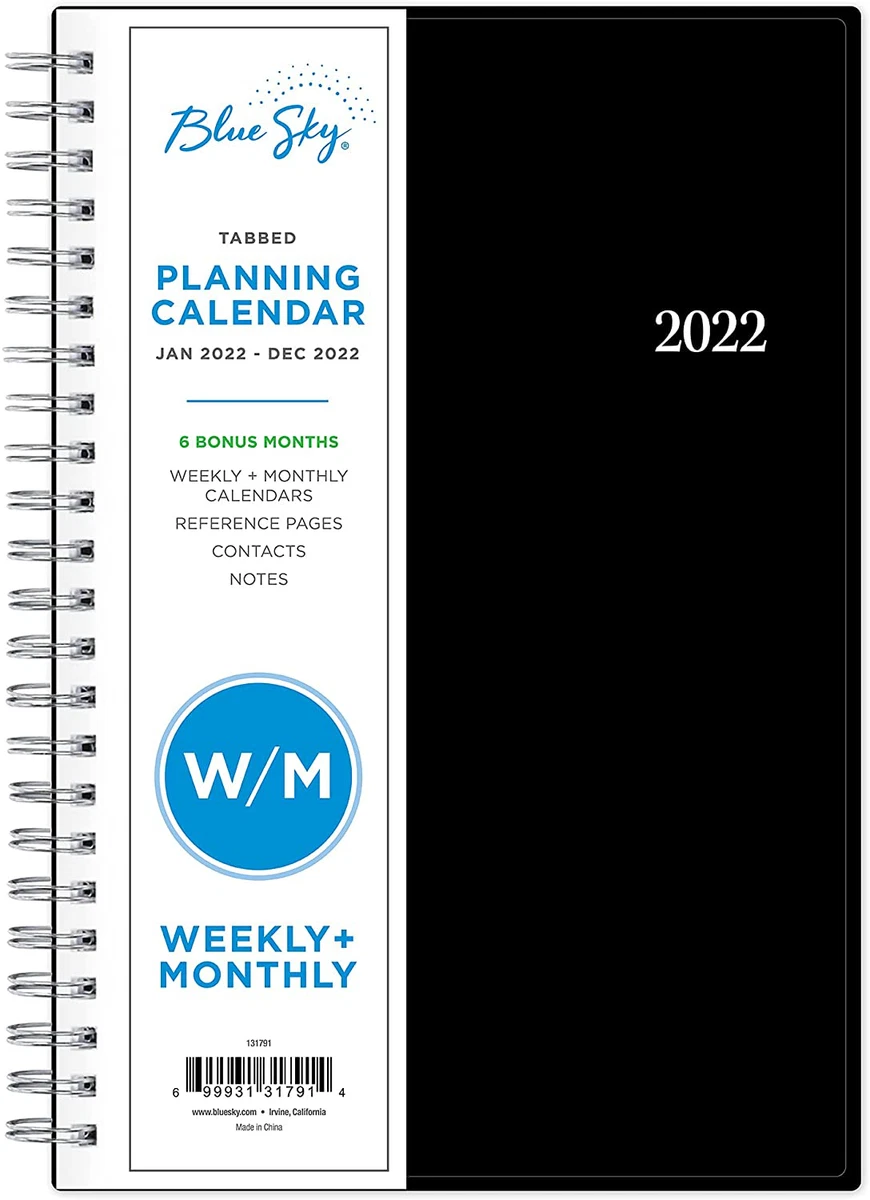 Blue Sky 2022 Weekly Monthly Planner 5" X 8" Flexible Cover Wirebound  Enterprise | eBay