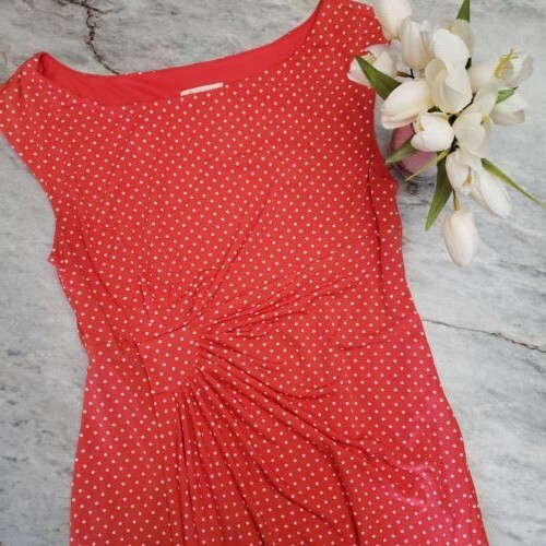 open lace back dress White & Red Polka Dot Strapless Babydoll Romper