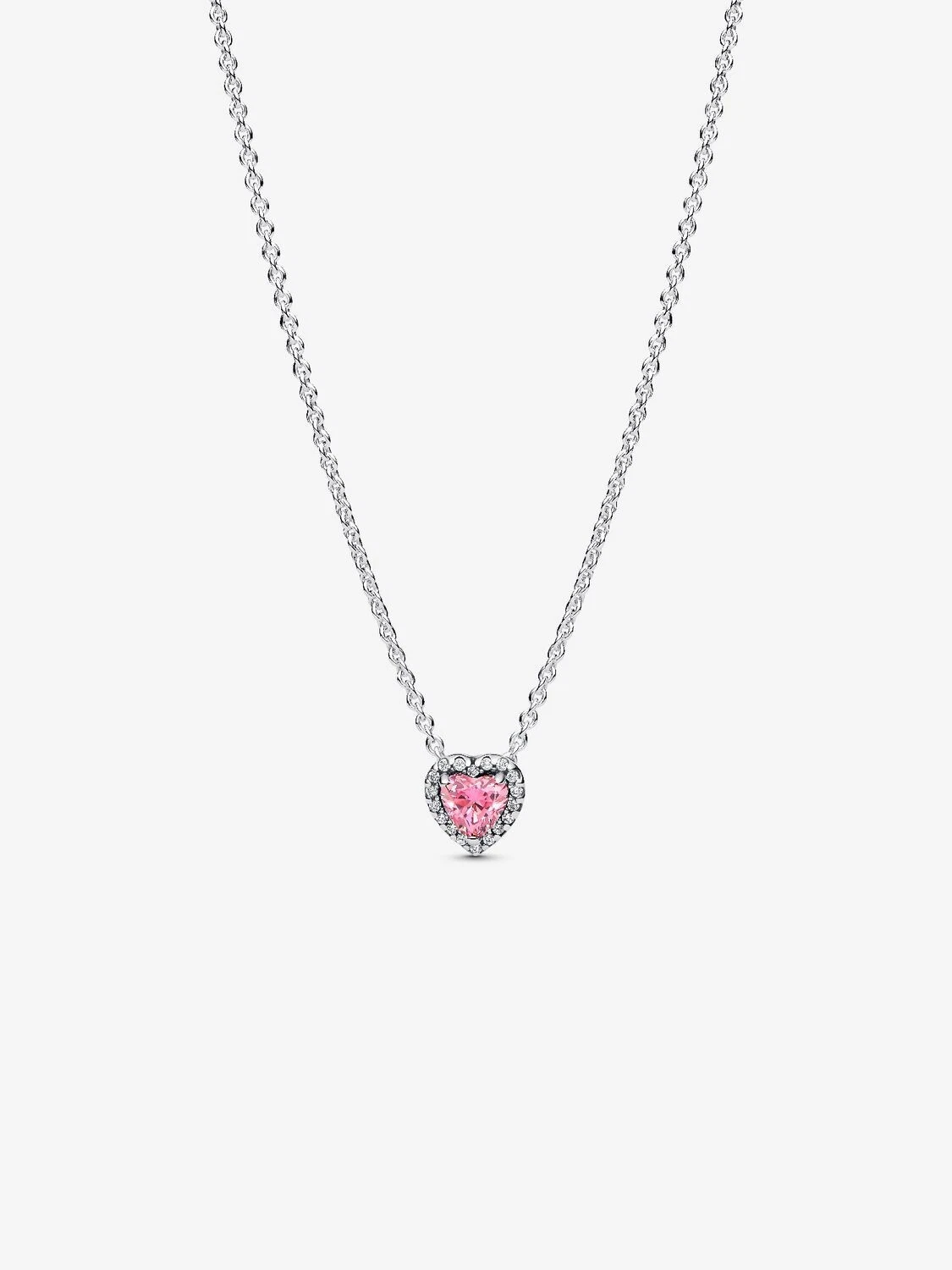 *BRAND NEW* Pandora 925 Silver Pink Elevated Heart Pendant Necklace 398425C02