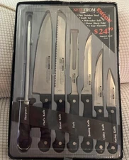 Emson 2002 7 Piece Knife Set, Chef, Boning,paring, Utility, Fork + Sharpener