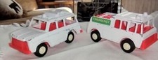 2 Vintage Tootsietoy Emergency Rescue Vehicles - White and Red Made in USA 1970