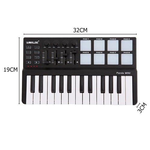 Worlde Panda mini 25-Key Portable USB Keyboard Drum Pad MIDI Electric Controller - Picture 11 of 12