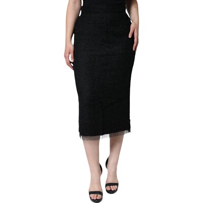 スカート Dolce & Gabbana Black Virgin Wool Skirt DOLCE & GABBANA Skirt Black Virgin Wool Pencil Cut Midi IT42