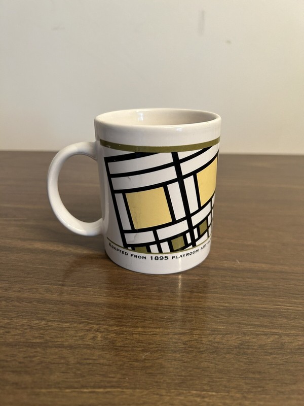 RARE VTG 1895 Frank Lloyd Wright Oak Park Playroom Design Stained Glass Mug