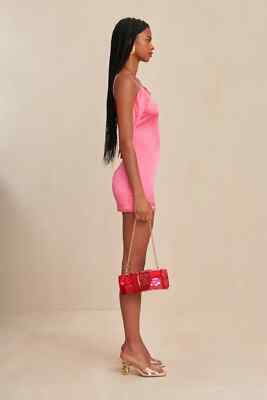 cult gaia pink mini dress Cult Gaia Bead-embellished Cut-out Mini Dress