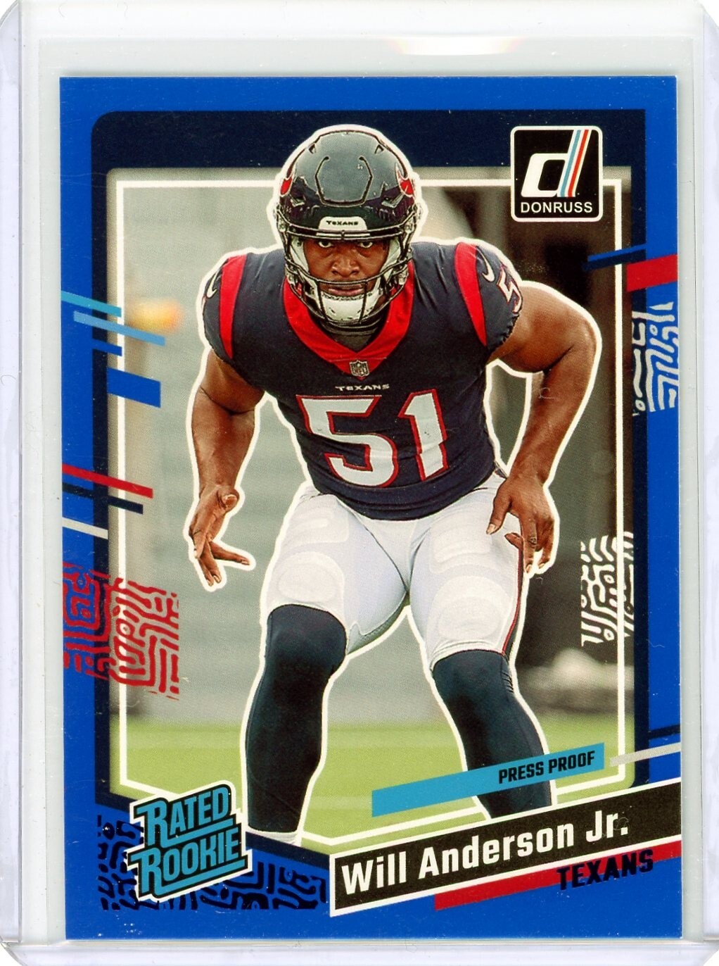 2023 Donruss Will Anderson Jr. Blue Press Proof Rated Rookie RC #342 Texans